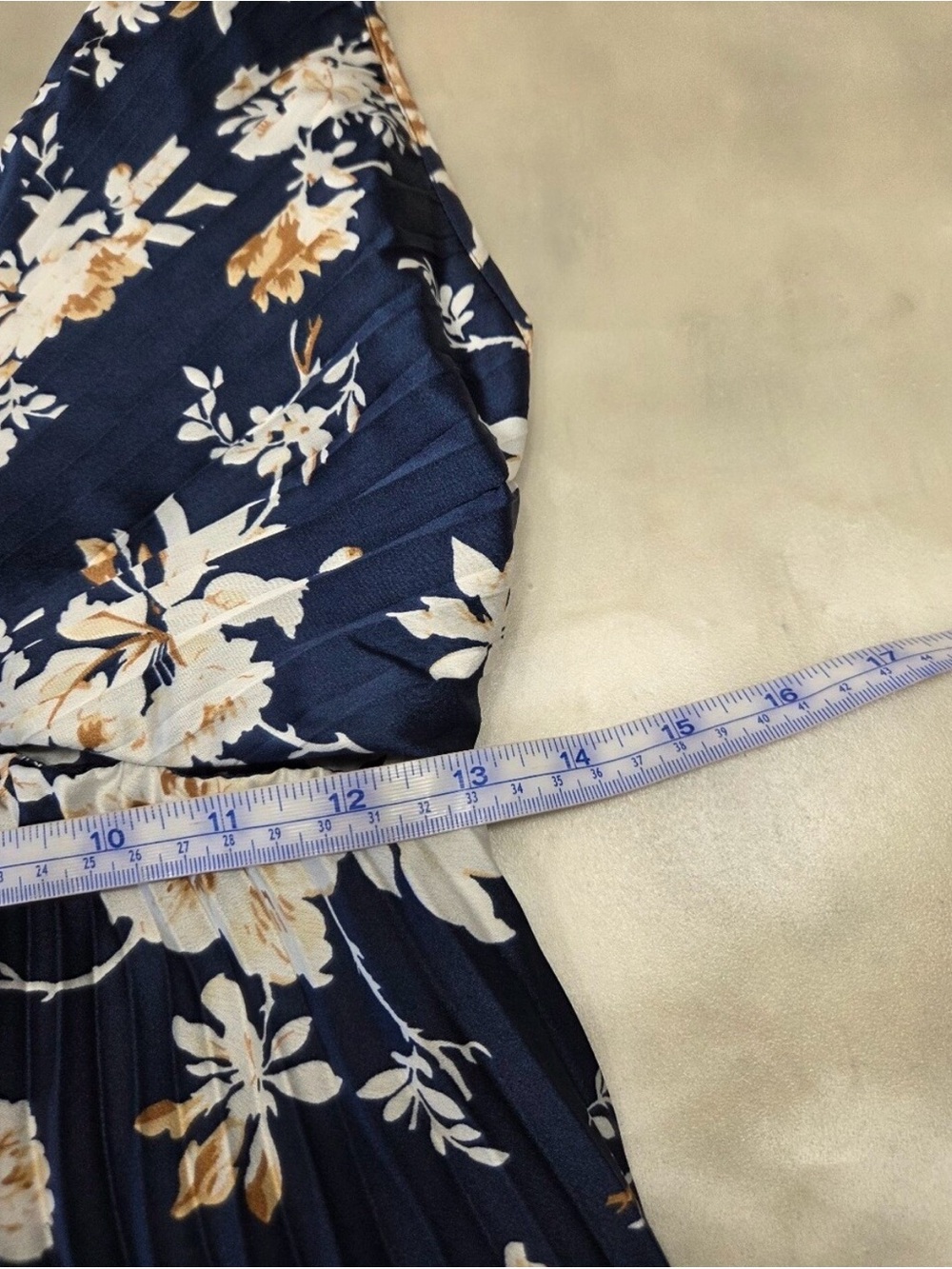 Abercrombie and Fitch Navy Blue Floral Midi Dress- Size Small Tall - Picture 6 of 6